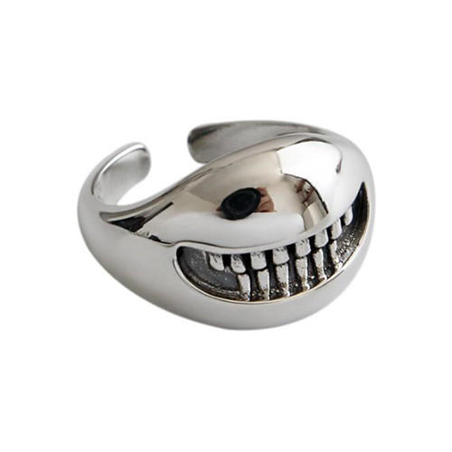 Hip-hop vintage jewelry wholesale 925 sterling silver open mouth big rings